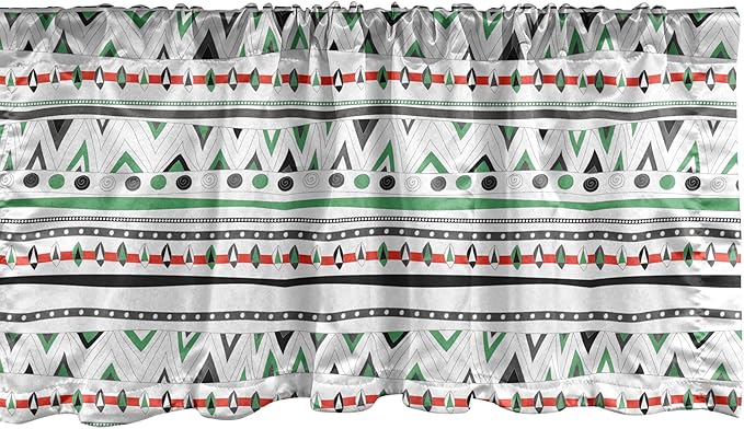 Ambesonne Tribal Window Valance, Style Traditional Aztec Pattern Old Fashioned Hippie Boho Influences, Curtain Valance for Kitchen Bedroom Decor with Rod Pocket, 54" X 18", Sea Green
