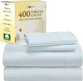 California Design Den Deep Pocket Twin Sheets Set - 400 Thread Count Sateen, Natural 100% Cotton Sheets, Cooling and Durable Bedding Set - Cape Stripe