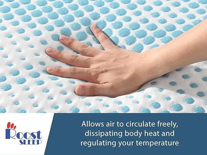 Roost Sleep Cool Cloud Supreme 3 Inch Gel Memory Foam Full Mattress Topper – Cooling, Ventilated Design for Back and Pressure Relief