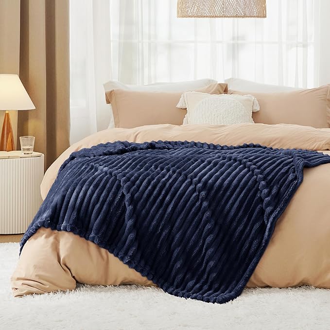 Bedsure GentleSoft Blue Fleece Blanket for Couch - Cozy Soft Blankets for Women, Cute Small Throws for Girls, 50x60 Inches