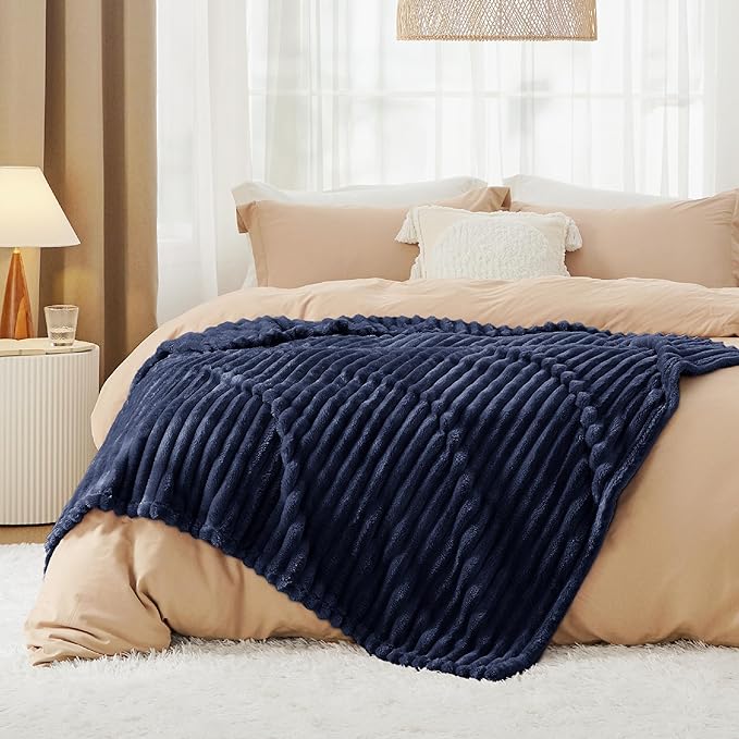 Bedsure GentleSoft Blue Fleece Blanket for Couch - Cozy Soft Blankets for Women, Cute Small Throws for Girls, 50x70 Inches