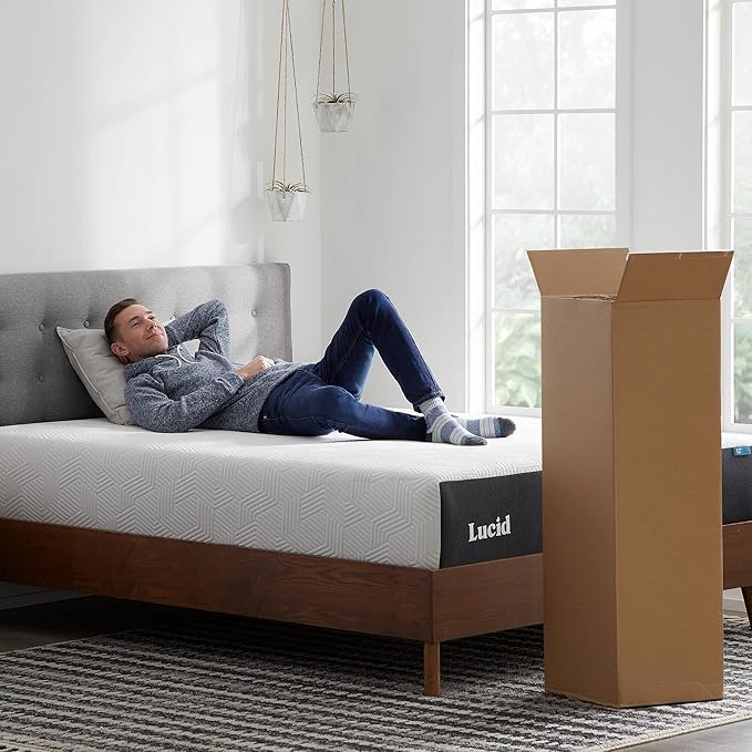 Lucid 12 Inch Memory Foam Mattress - Medium Firm Feel - Infused with Refreshing Bamboo Charcoal and Cooling Gel - Bed in a Box - Temperature Regulating - Pressure Relief - Breathable - Full Size