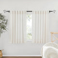 RYB HOME Linen Sheer Curtains - Faux Linen Semi Transparent Window Drapes Privacy UV Protection Short Curtains for Living Room, Home Office, Car, Kitchen, 52 Wide by 36 Long inches, 2 Pcs