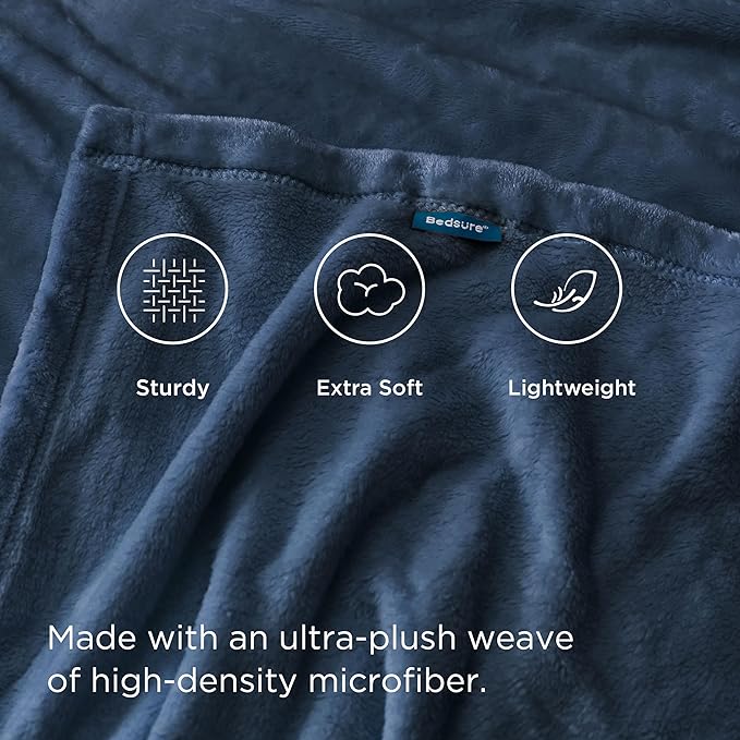Bedsure GentleSoft Fleece Blanket California King Mineral Blue - Lightweight Plush Fuzzy Cozy Soft Bed Blankets, 102x96 inches