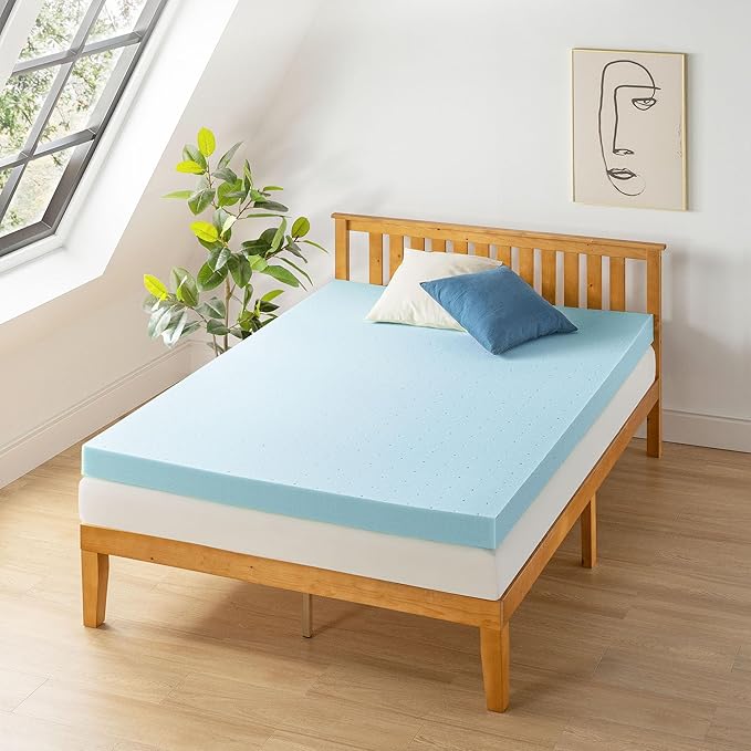 Best Price Mattress 4 Inch Ventilated Memory Foam Mattress Topper, Cooling Gel Infusion, CertiPUR-US Certified, Dorm Essentials, Twin XL