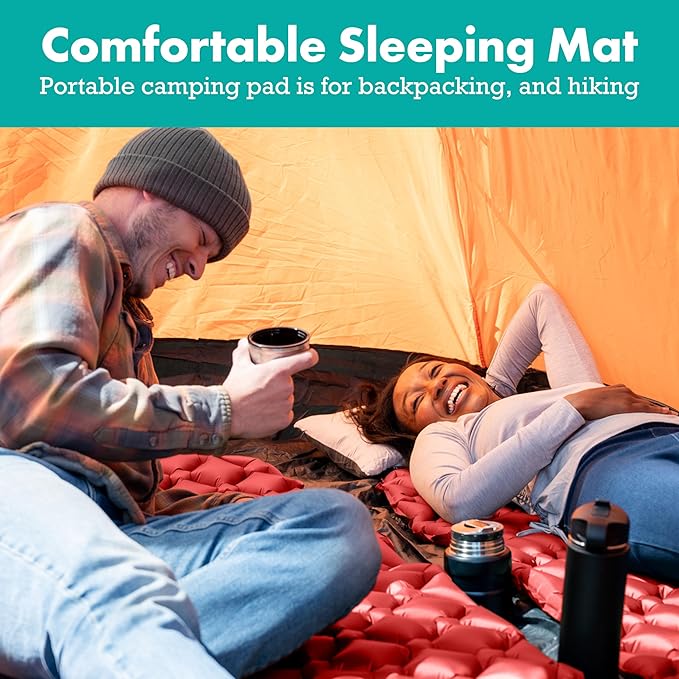 Ultralight Sleeping Mat - Inflatable & Compact Camping Air Mattress for Backpacking, Hiking- New