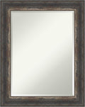 Amanti Art Brown Bathroom Mirror for Over Sink, 29x23 Bark Rustic Char Rectangle Vanity Mirror, Medium Country Rustic Frame, Hangs Horizonally and Vertically, Bathroom Wall Decor, Beveled Edge