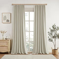 KangBang 100% Blackout Pinch Pleated Curtains 108 Inches Long, Linen Blend Pinch Pleated Window Drapes with Hooks, Track System Curtain Panels for Sliding Door Modern Farmhouse,60x108, Linen,2 PCs