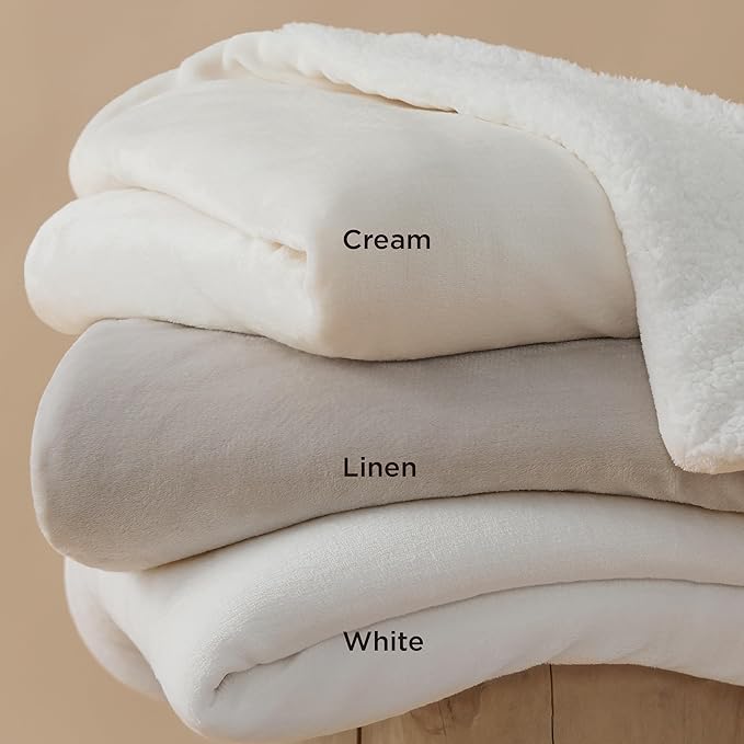 Bedsure GentleSoft Sherpa Fleece Blankets King Size for Bed - Thick and Warm Throw for Women and Men, Soft Fuzzy Plush King Blanket for Winter, Cream, 108x90 Inches