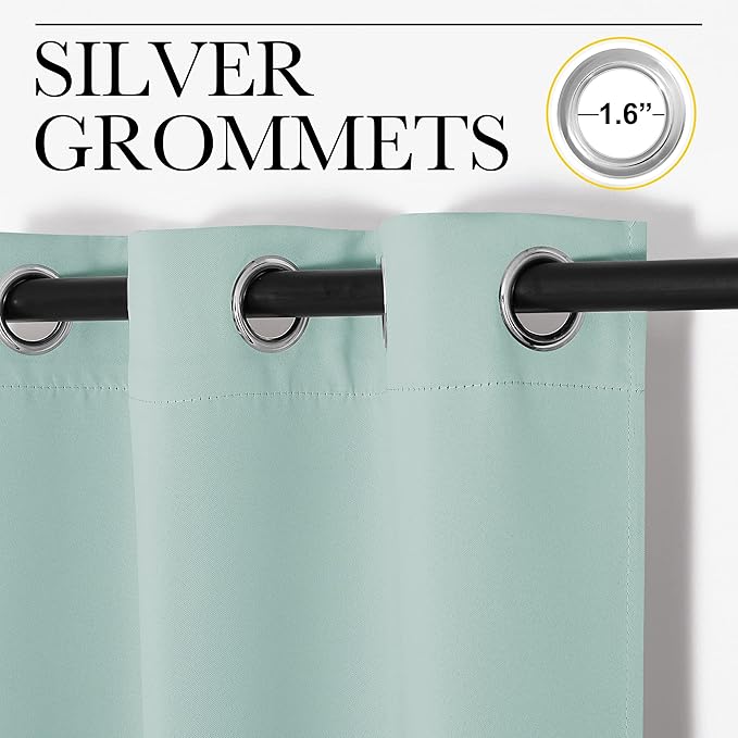 NICETOWN Patio Glass Door Panels - Blackout Curtains for Bedroom/Living Room, Privacy Panel Drapes for Dining and Guest Room (Aqua, 42 inches Wide x 90 inches Long, 1 Pair)
