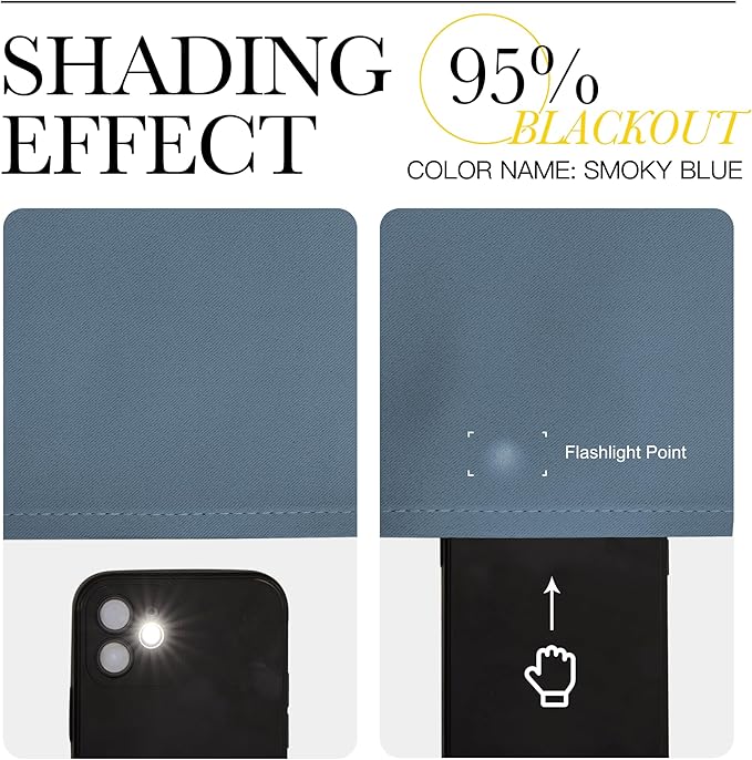 NICETOWN Room Darkening Curtain Panels - (52 inches Wide, Smoky Blue, 2 Pieces) Nursery & Infant Care Drapes, Extra Long 120 inches Length Curtains for Patio Door/Dining Room