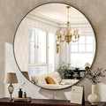 HARRITPURE Round Mirror 36 Black Wall Mounted Circle Mirrors Vanity Mirror with Brushed Aluminum Alloy Frame Modern Decoration for Bathroom, Living Room, Vanity, Bedroom, Entryway