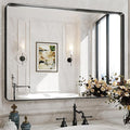 Suidia Bathroom Mirror, 30" x 40" Wall Mirror Metal Framed, Bathroom Vanity Mirror for Living Room Bedroom Bathroom Entryway, Black, Rounded Corner Style
