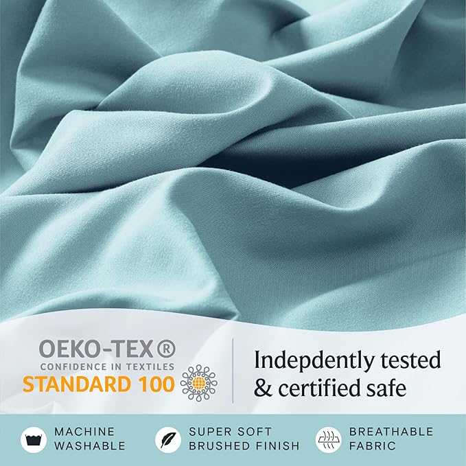 LuxClub 4 PC Full Size Sheet Set Deep Pockets Wrinkle Free Cooling Sheets Machine Washable Hotel Bedding Silky Soft - Aqua Full