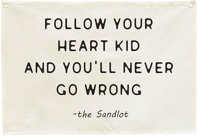 Mental Health Inspirational Rectangular Banner Flag Wall Sign Decor Gift for Boy Girl Kid Teen,Classroom Therapy Office Homeschool Reading Room Bedroom -Follow Your Heart Kid-Birthday Christmas Gift