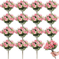 Zeyune 16 Bunches 12 Inch Artificial Mini Rose Bouquet 160 Heads Bridal Flower Bouquets Fake Silk Rose Bulk for Wedding Bridal Shower Christmas Home Office Garden Decoration(Pink)