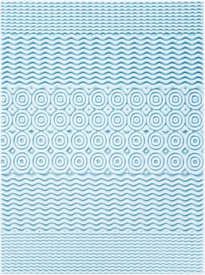 Mellow 2 Inch 5-Zone Memory Foam Mattress Topper, Cooling Gel Infusion, Dorm Essentials, Full Blue