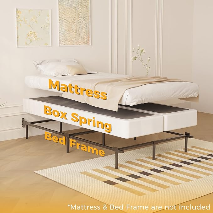 Split Twin XL Box Spring 5 Inch, Easy Assembly Bed Foundation, Heavy Duty Low Profile XL Twin Box Spring with Fabric Cover, Noise Free
