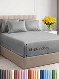 Extra Deep Queen Sheet Set - 6 Piece Breathable and Cooling Sheets - Hotel Luxury Bed Sheets Set - Easy Fit - Soft, Wrinkle Free and Comfy Sheets Set - Heathered Grey Sheet Set with Extra Deep Pockets