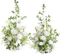 Ling's moment 41.0" Tall Free-Standing Wedding Aisle Artificial Flowers for Ceremony Decor, 2PCS White Walkway Floral Chair Markers, Faux Rose Altar Arch Arrangement Spring Decorations Outdoor