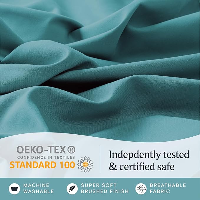 LuxClub Twin XL Sheets - Soft Twin Bed Sheets for Boys and Girls, 3 PC Deep Pockets Wrinkle Free Kids Fitted Sheets Machine Washable Hotel Bedding Silky Soft - Teal Twin XL