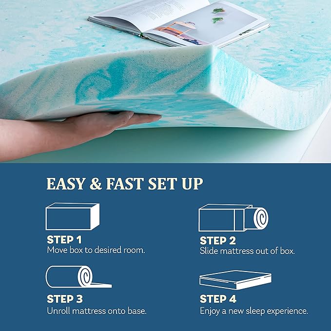EGO Topper 3 Inch King Memory Foam Mattress Topper, Gel Foam Mattress Topper for Pressure Relief, Ventilated Design Bed Topper in a Box, CertiPUR-US Certified, 76"×80", Medium