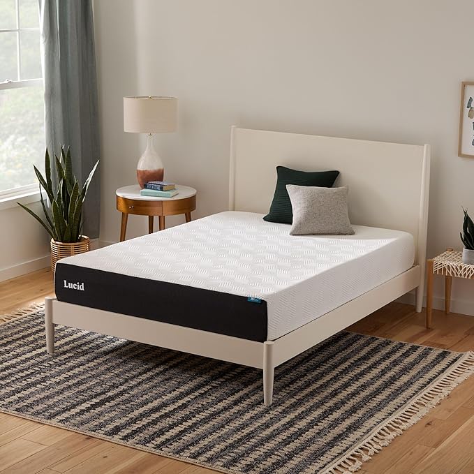 Lucid 10 Inch Memory Foam Mattress - Firm Feel - Infused with Refreshing Bamboo Charcoal and Cooling Gel - Bed in a Box - Temperature Regulating - Pressure Relief - Breathable - Twin XL Size