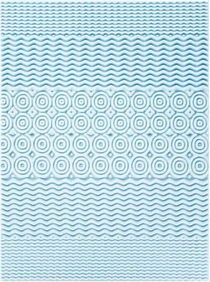 Mellow 3 Inch 5-Zone Memory Foam Mattress Topper, Cooling Gel Infusion, Dorm Essentials, King Blue