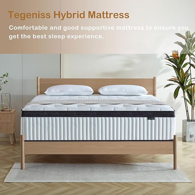 King Size Mattress, 12 Inch Innerspring Hybrid Mattress in a Box with Gel Memory Foam, Individually Wrapped Encased Coil Pocket Spring Mattresses, Pressure Relief, Medium Firm, 76"*80"*12"