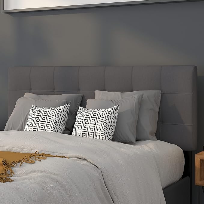 Flash Furniture Bedford Tufted Upholstered Full Size Headboard in Dark Gray Fabric