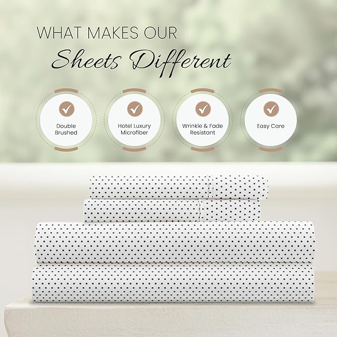 Linen Market Double-Brushed Patterned Microfiber Queen Sheet Set 4 Piece – Oeko-TEX Certified Ultra Soft & Wrinkle-Free - 16" Deep Pocket Sheets - Easy Care Queen Size - Stippled Gray