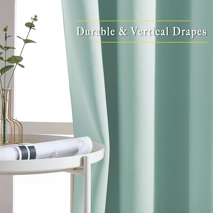 NICETOWN Room Darkening Window Curtains 84" Length - Decorative Aqua Blue Grommet Room Darkening Window Treatments for Bedroom/Living Room, 1 Pair, W52 x L84