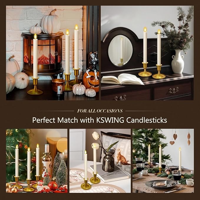 Candlestick Holders 6 PCS Short Metal Taper Candle Holders, KSWING Gold Candle Stick Holders Set, Perfect for Table Centerpiece Mantel Party Wedding Christmas Home Decor, Set of 6