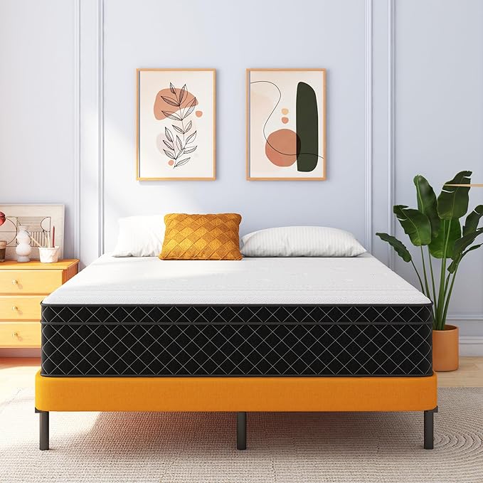 Swbvs Queen Mattress, 12 Inch Queen Size Mattress Bed in a Box, Memory Foam & Pocket Springs, Medium Feel, Cool Sleep & Pressure Relief, 120-Night Trial