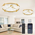 LEDIARY 2 Pack 24 Inch Modern Ceiling Fans with Lights and Remote, Dimmable Flush Mount Ceiling Fan, Gold Low Profile Ceiling Fan with 3 CCT and 6 Speeds
