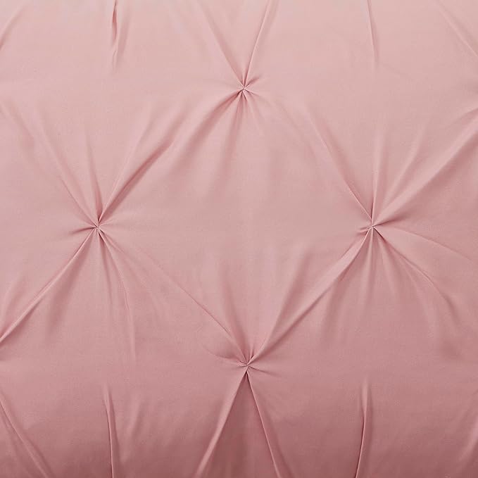 5 Piece Comforter Set Bed in a Bag Ombre Pintuck Design All Season Soft Down Alternative Bedding Comforter Set & Luxurious Matching Bed Sheets & Pillow Sham, Ombre Pintuck Blush, Twin