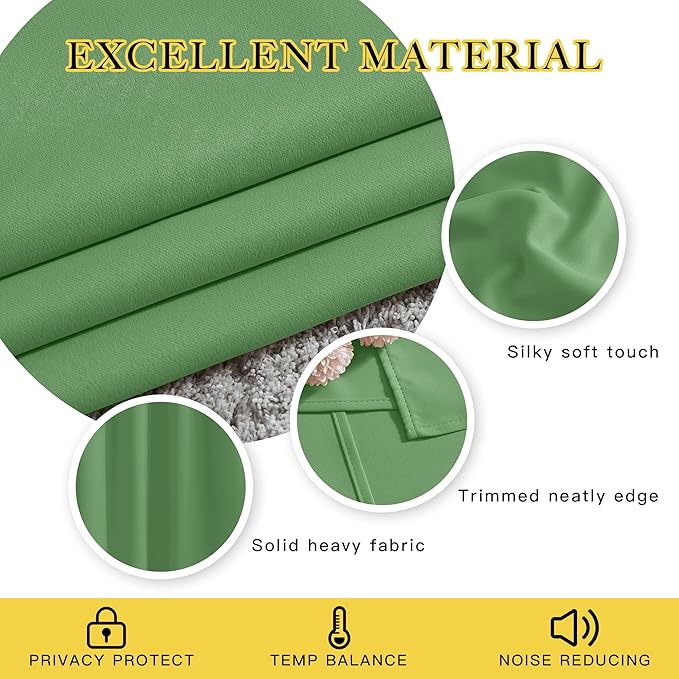 NICETOWN Forest Green 102 inch Curtains for Bedroom, Grommet Blackout Curtains Thermal Window Treatments for Christmas/Thanksgiving Day, W66 x L102, 2 Panels