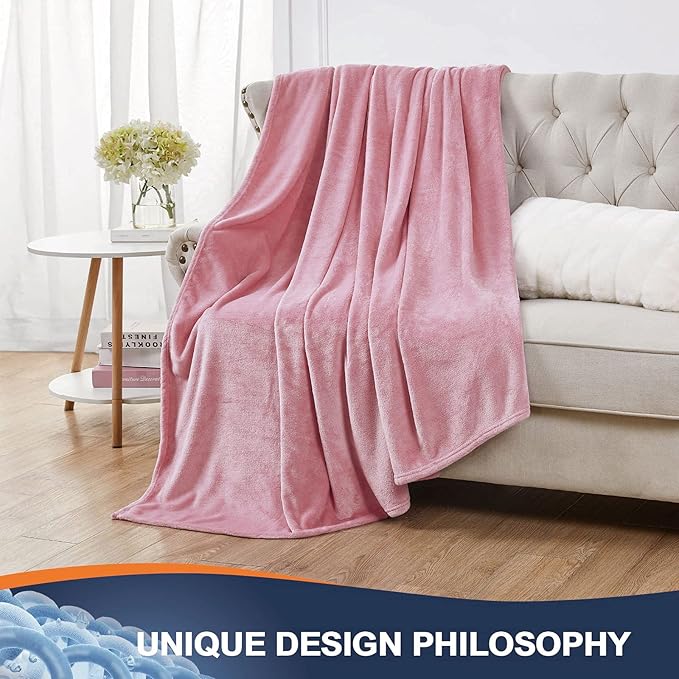 Walensee Fleece Blanket Plush Throw Fuzzy Lightweight (XL-Twin Size 66x90 Blush) Super Soft Microfiber Flannel Blankets for Couch, Bed, Sofa Ultra Luxurious Warm and Cozy for All Seasons
