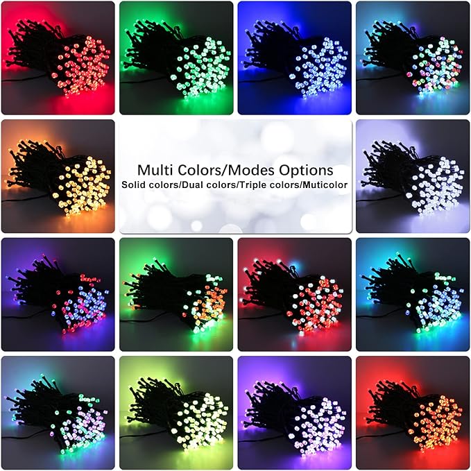 Brizled Color Changing Christmas Lights, 33ft 100 LED RGB Light String with Remote, Dimmable Mini Light String, USB Indoor Decorative Lighting Party Xmas Tree Wreath Year-Round Holiday