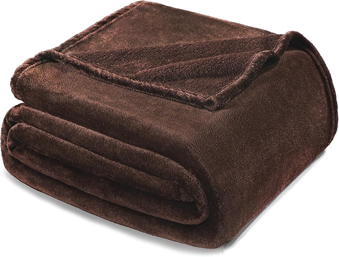 Exclusivo Mezcla Fleece Blanket King Size for Bed, Super Soft and Warm, All Season Use, Cozy, Plush, Lightweight, 90x104 Inches, Coffee