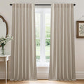 RYB HOME Natural Beige Linen Sheer Curtains 72 inches Long for Living Room and Dining Room, Back Tab/Rod Pocket, Light Filtering Sheer Curtains and Drapes, W 52 x L 72 inches, 2 Panels Set