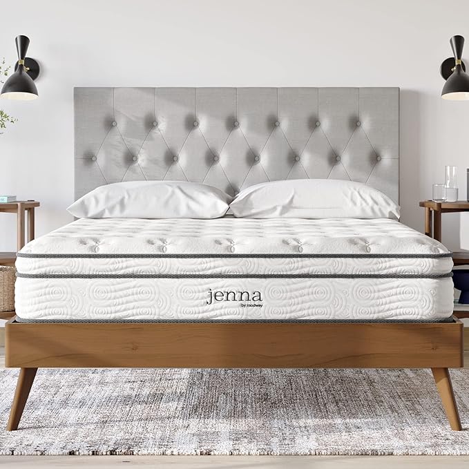 Modway Jenna 10” Innerspring and Memory Foam California King Mattress With Individually Encased Coils, White