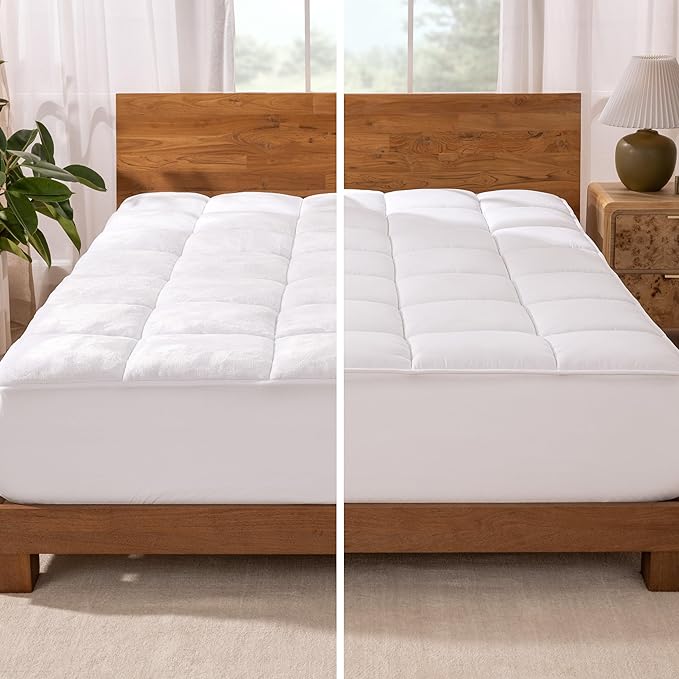 Bare Home Full Microplush Mattress Topper - Pillow Top Reversible - Soft Mattress Cover - Dual Sided All-Season - 8" to 24" Deep Pocket - Fitted Cover - Plush Mattress Pad (Full)