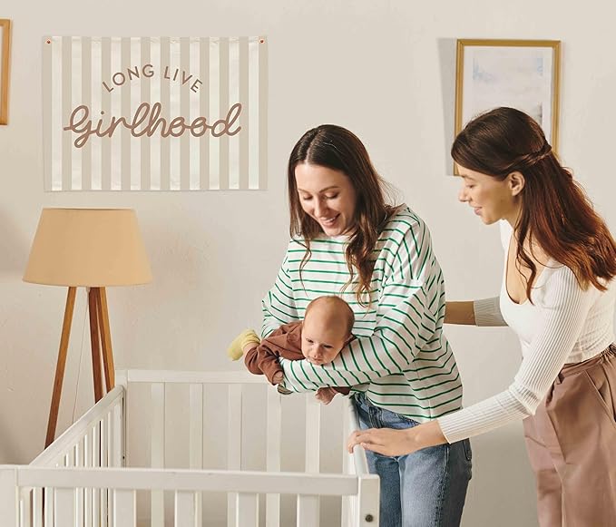 Girls Room Decor Long Live Girlhood Canvas Banner Hanging Flag Vintage Banner for Nursery Playroom Wall Decor for Kids Bedroom Dorm Toddler Decorations Trendy Room Decor Baithday Christmas Gift