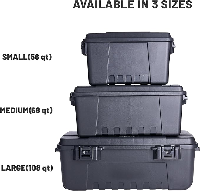Plano Storage Trunk, Black, Medium, Lockable Storage Box, Airline Approved Sportsman Trunk, Hunting Gear and Ammunition Bin, Heavy-Duty Containers for Camping, 68-Quart