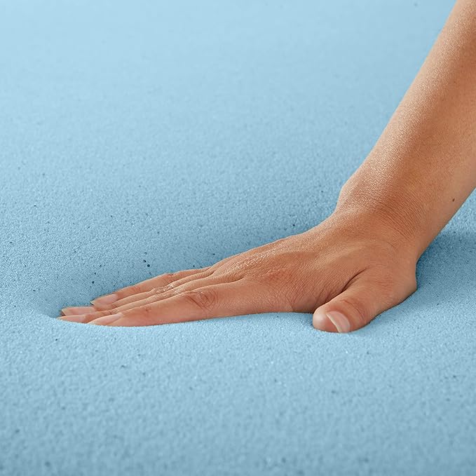 Amazon Basics Queen Mattress Topper, Cooling Gel-Infused, CertiPUR-US Certified, 2 Inches, Blue