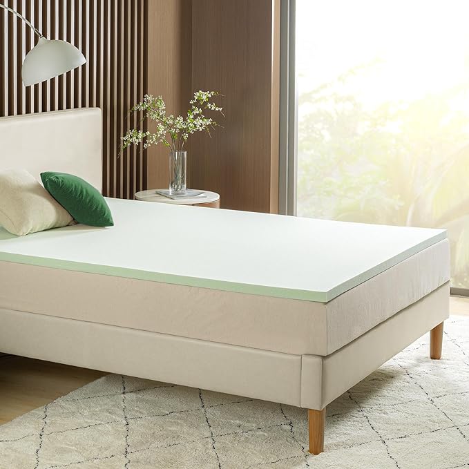 ZINUS 1.5 Inch Green Tea Memory Foam Mattress Topper, Smaller, More Convenient WonderBox Packaging, Pressure-Relieving Layers, CertiPUR-US Certified, King