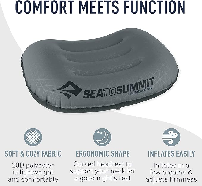 Sea to Summit Aeros Ultralight Inflatable Camping and Travel Pillow, Large (17.3 x 12.6), Sea Foam
