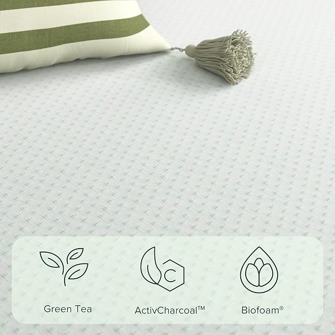 ZINUS 12 Inch Green Tea Memory Foam Mattress, King, Fiberglass Free, Patented Custom Contour Support, Sturdy Base Foam, CertiPUR-US Certified, Mattress in A Box, White