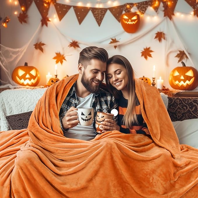 Utopia Bedding Fleece Blanket King Size Burnt Orange 300GSM Luxury Fuzzy Soft Anti-Static Microfiber Bed Blanket (90x102 Inch)